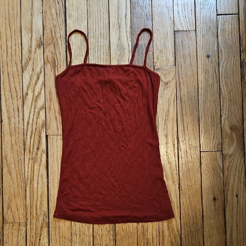 Forever 21 Ribbed Sleeveless Fitted Camisole Burnt Orange